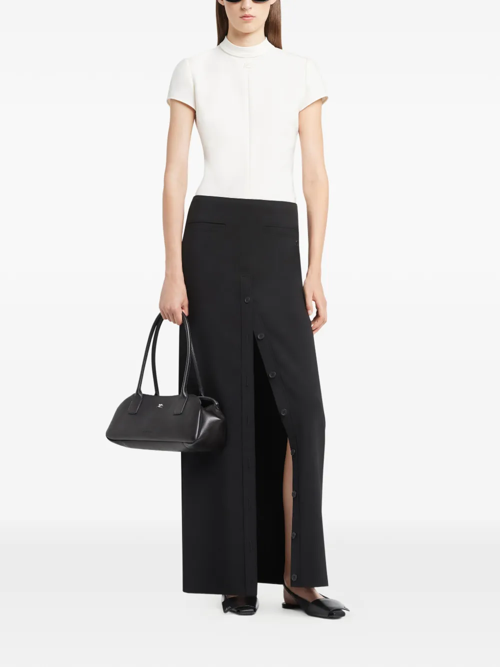 Courr&egrave;ges Heritage cr&ecirc;pe blouse met korte mouwen - Wit