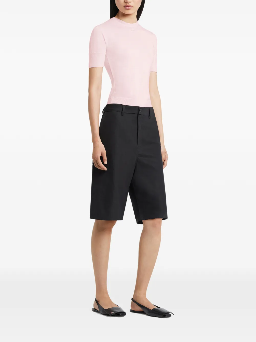 Courrèges T-shirt van merinowol met korte mouwen Roze