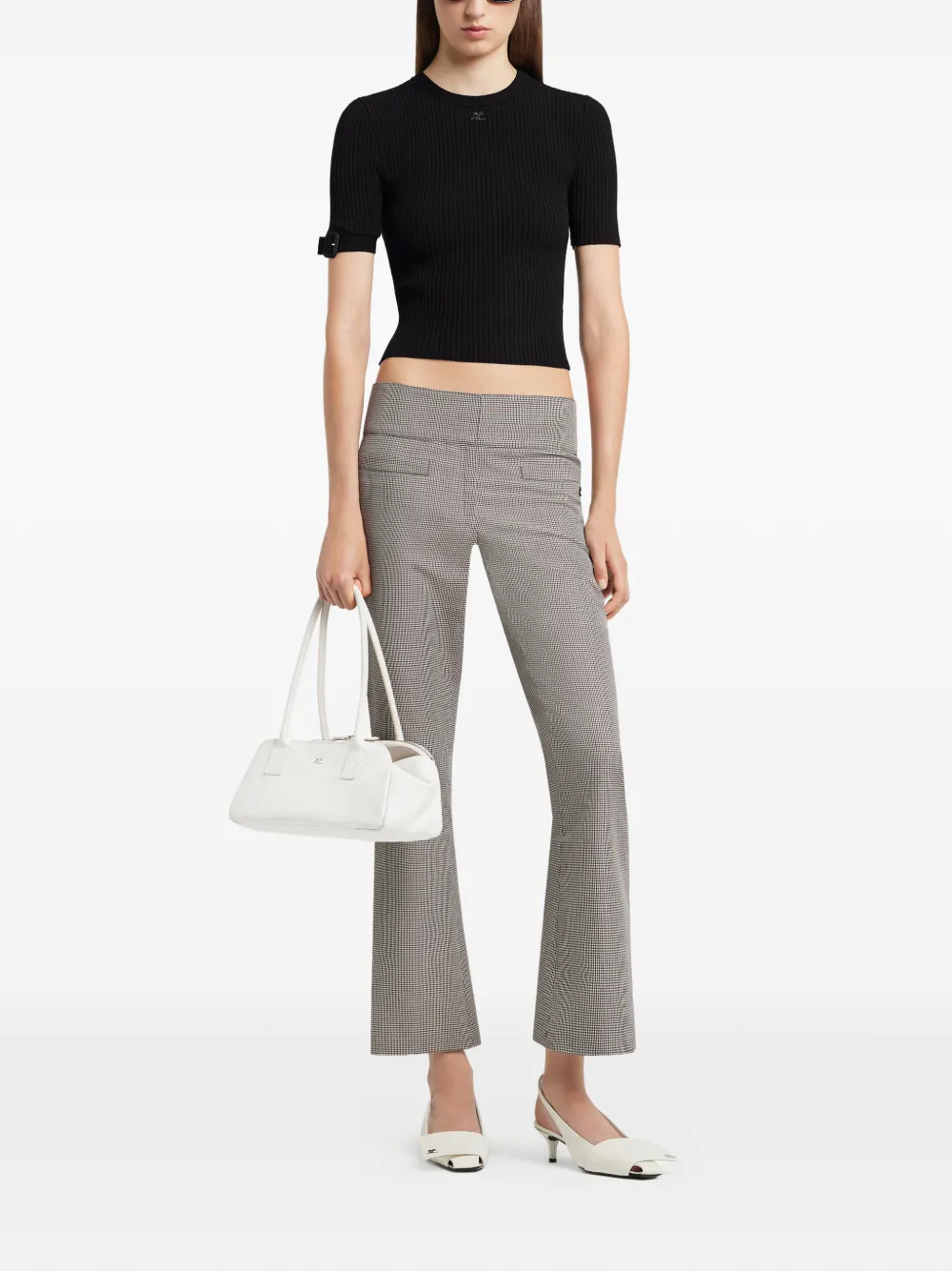 Courrèges 45 mm slingback pumps met logoplakkaat Wit