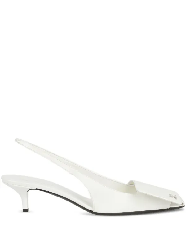 Courrèges Fold Leather Slingbacks in White