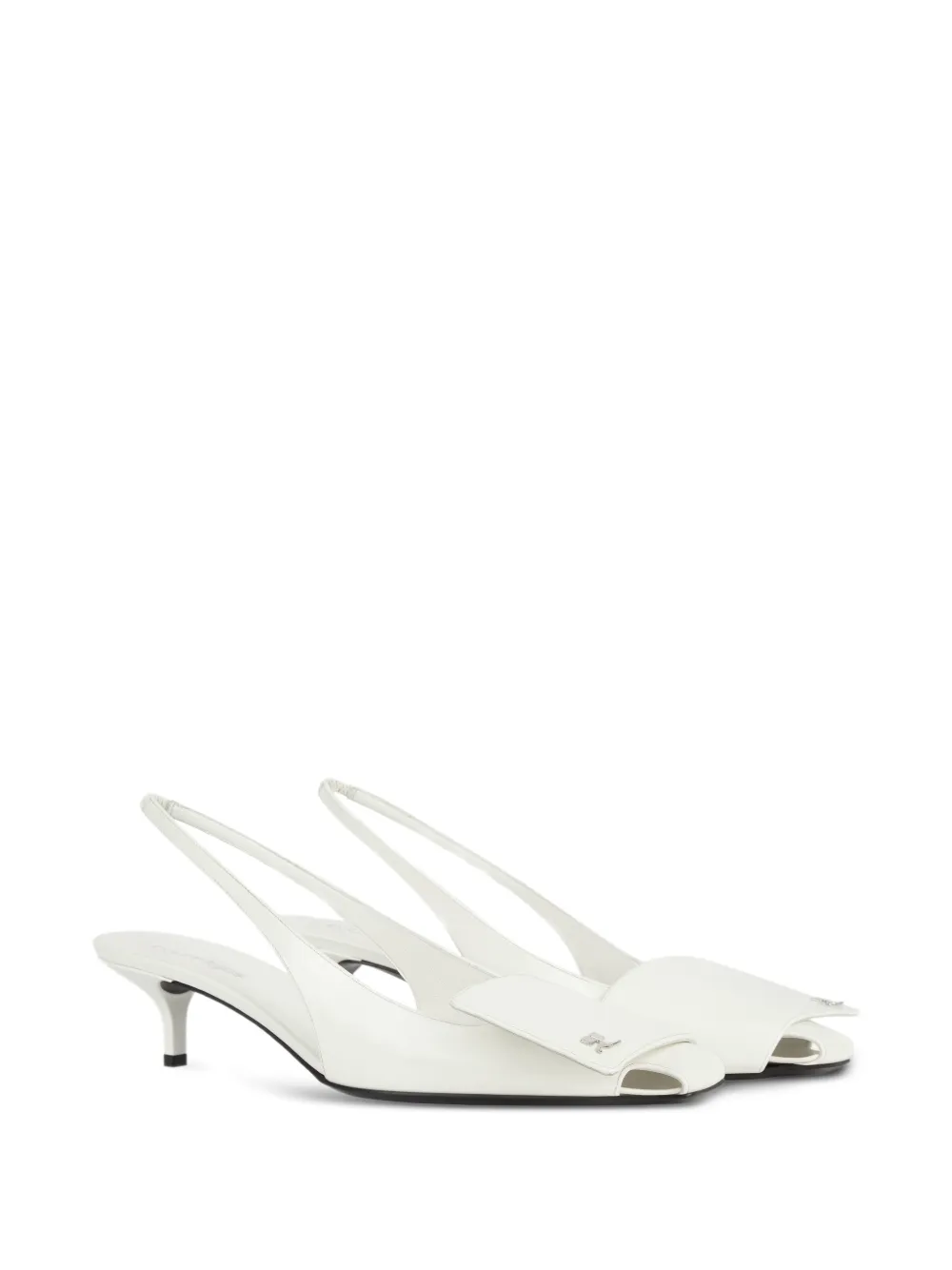Courrèges 45 mm slingback pumps met logoplakkaat Wit