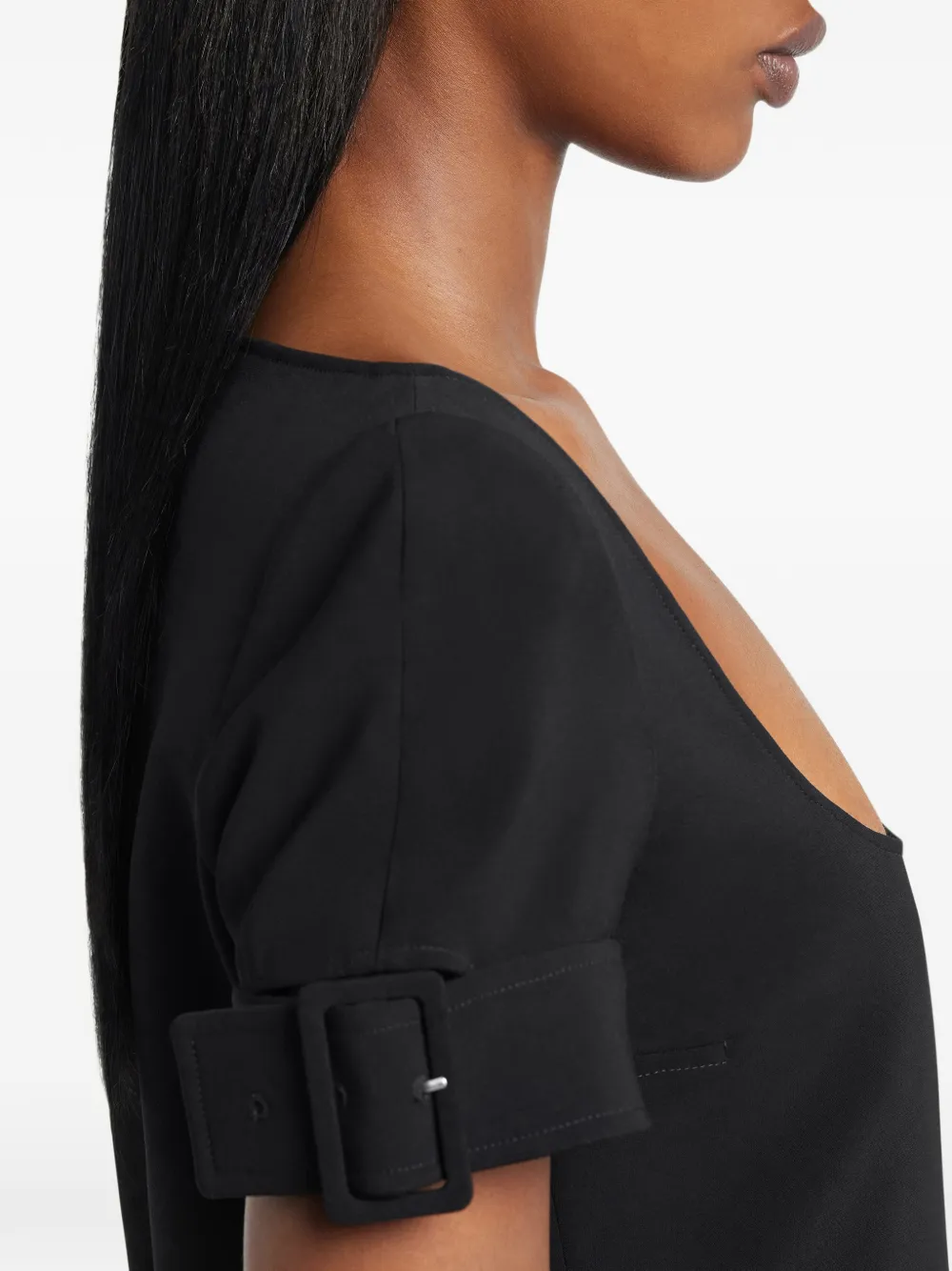 Courrèges A-lijn mini-jurk met gespdetail Zwart