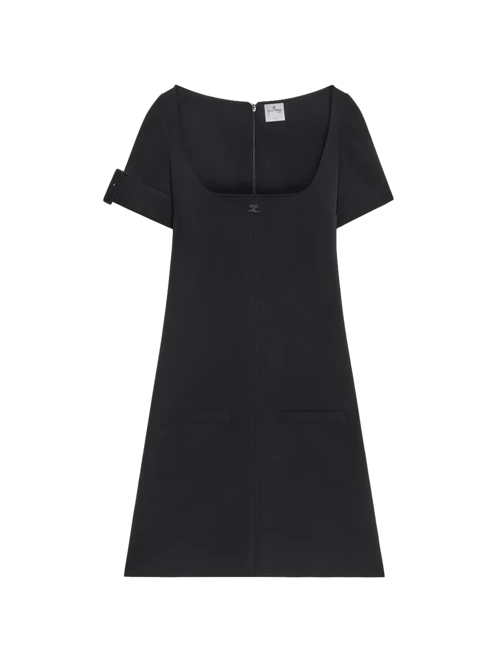 Courrèges A-lijn mini-jurk met gespdetail Zwart