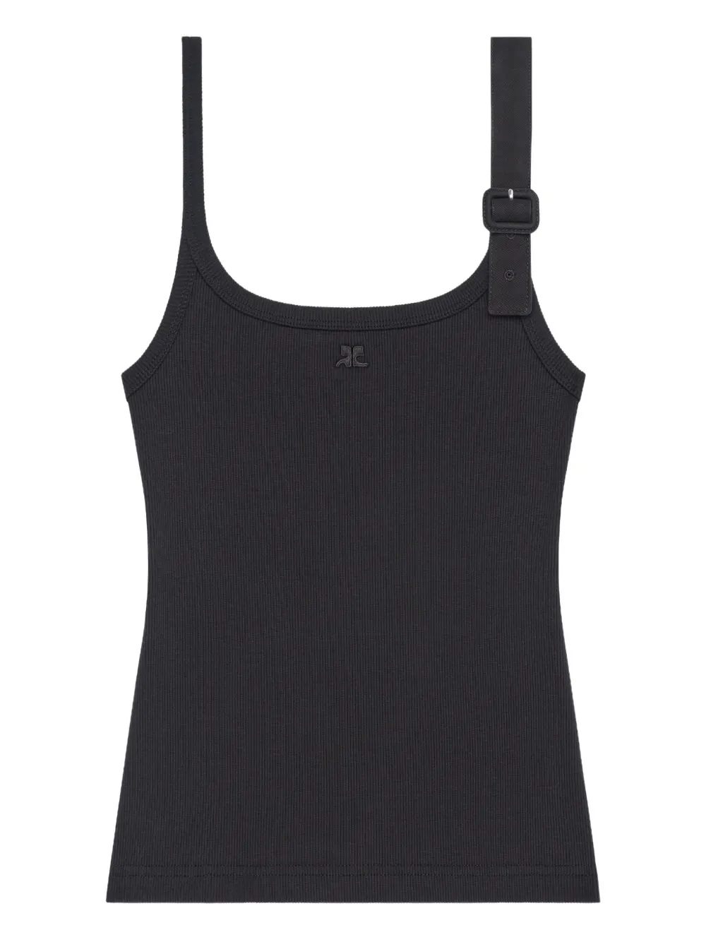 Courrèges Buckle Jersey Tank Top In Black