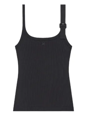 courrèges ホワイト ブラック タンクトップ M Courreges】クレージュ バックル コントラスト タンクトップ