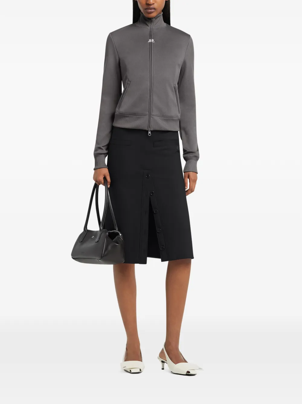 Courrèges Logo Zip Jacket - Grey 