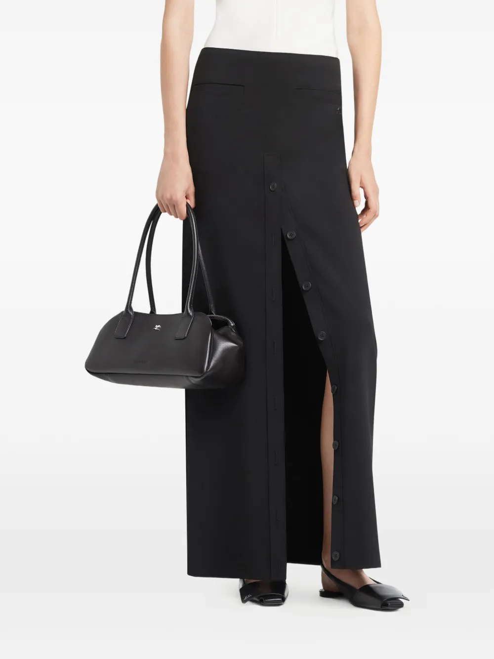 Courrèges buttoned long skirt - Zwart
