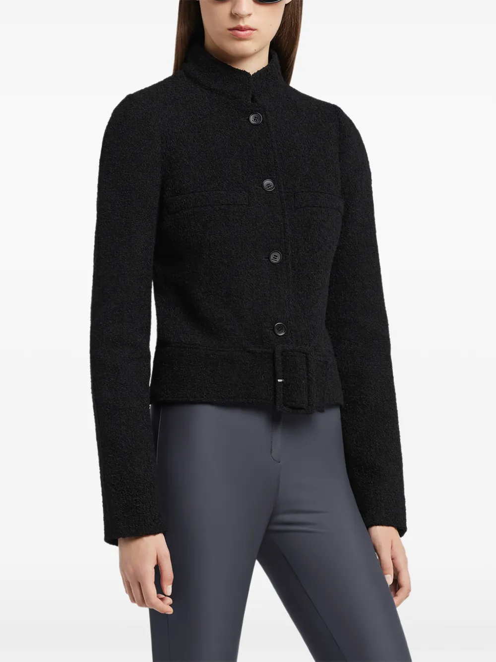  Courrèges Buckle-detail Tweed Jacket - Black 