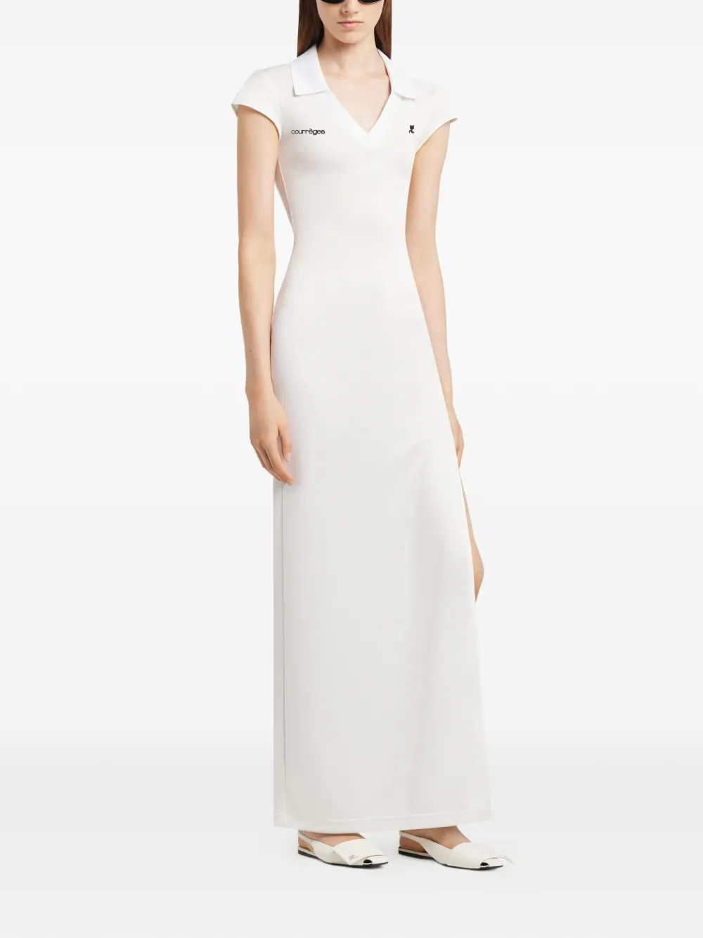 Courrèges Maxi-jurk met logo Wit