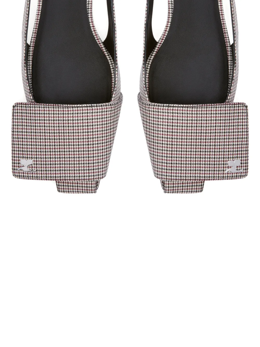 Courrèges Slingback ballerina's met pied-de-poule print Beige