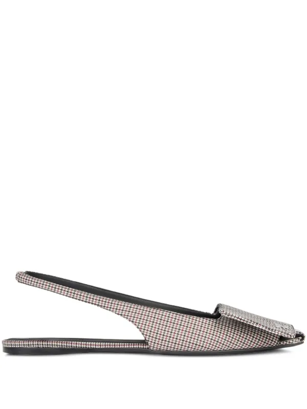 Courrèges Fold Houndstooth Slingback Ballet Flats in Neutrals