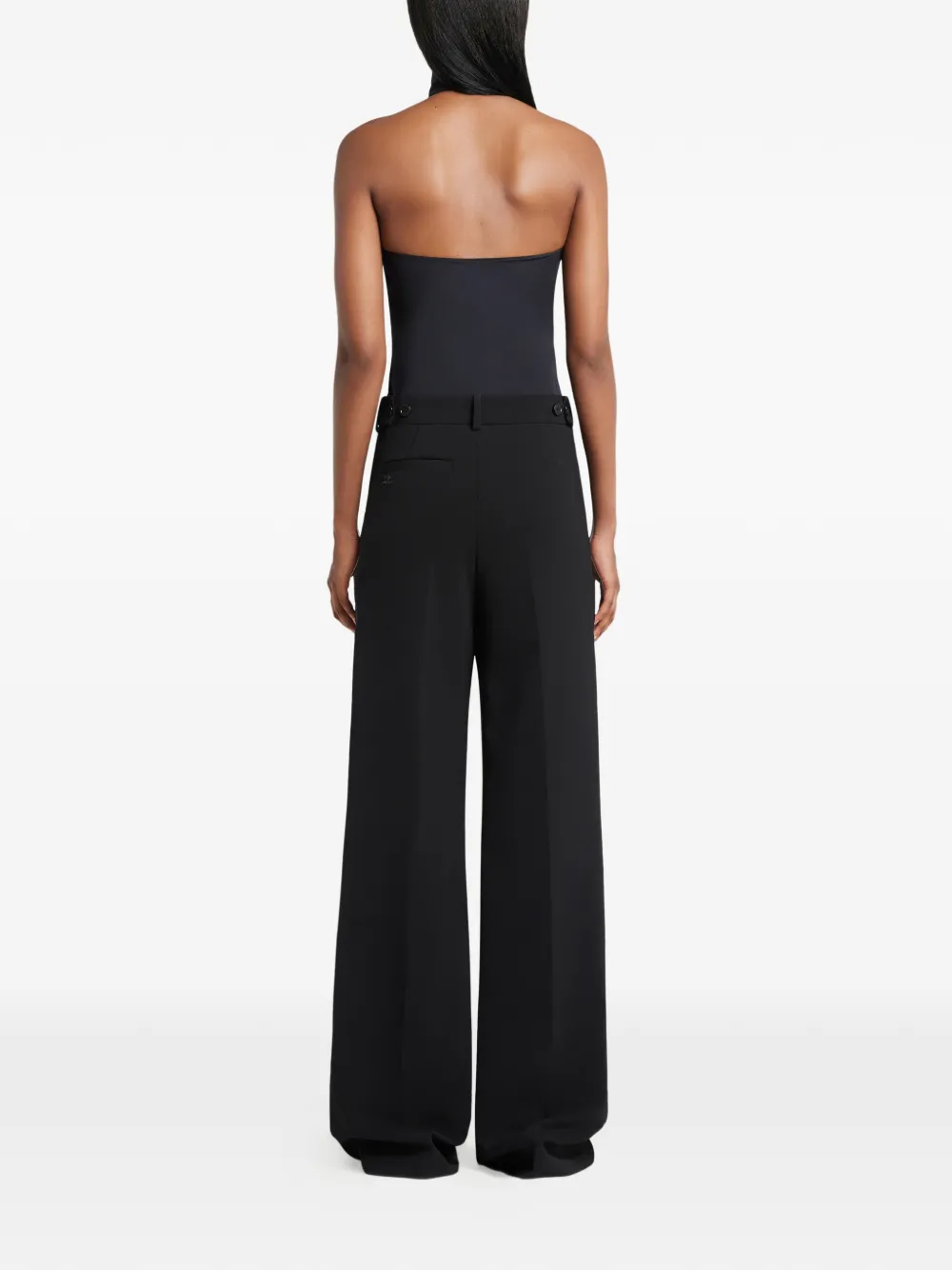 Courrèges Geplooide broek met logo Zwart