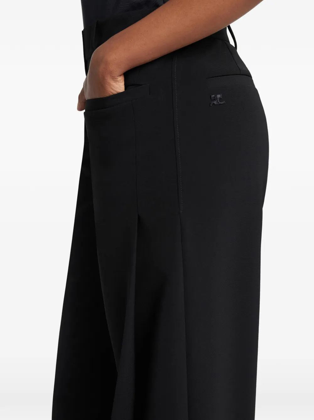Courrèges Geplooide broek met logo Zwart