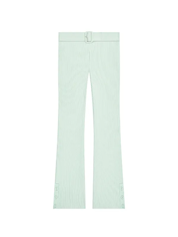 Courrèges Belted Ribbed-knit Trousers in Green