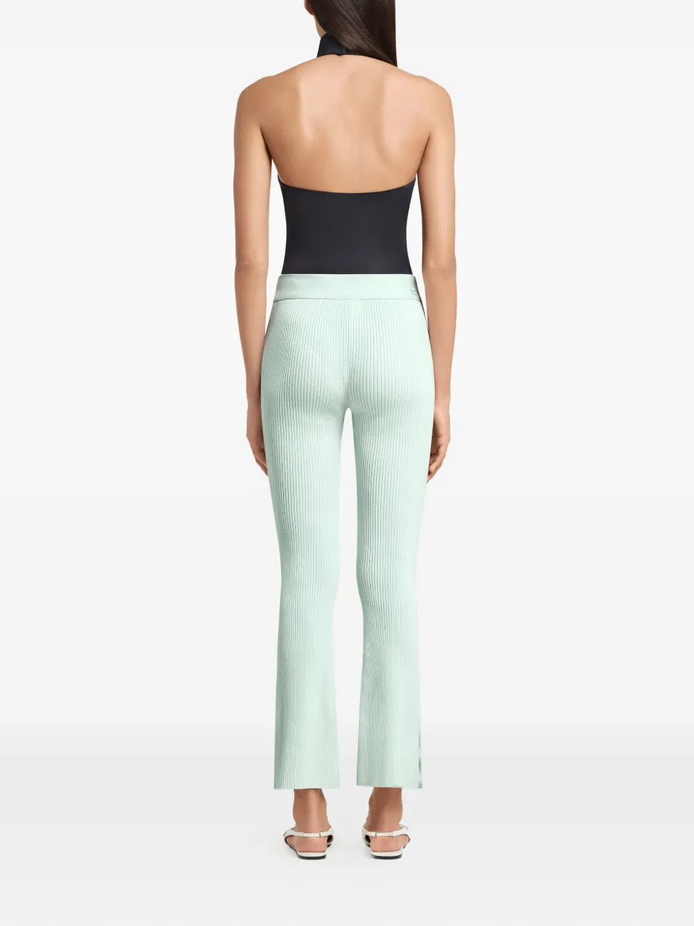 Courrèges Ribgebreide broek met ceintuur Groen