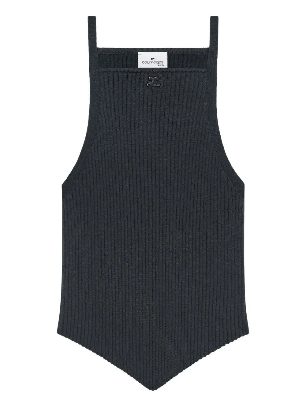 Courrèges Pointy-hem Ribbed Tank Top In Black