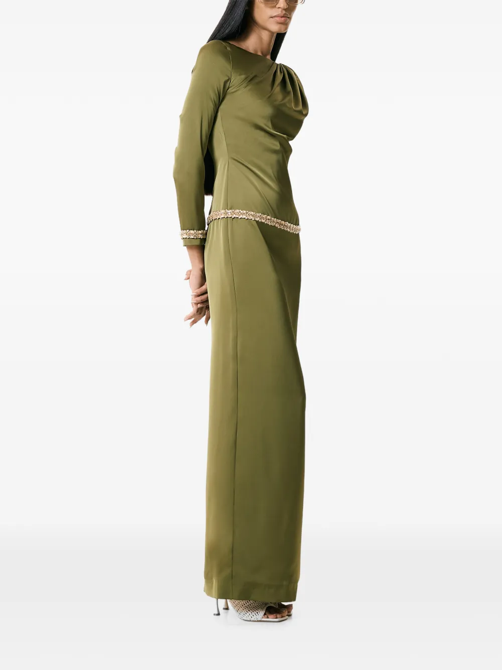 V:PM ATELIER Rebeca verfraaide maxi-jurk Groen