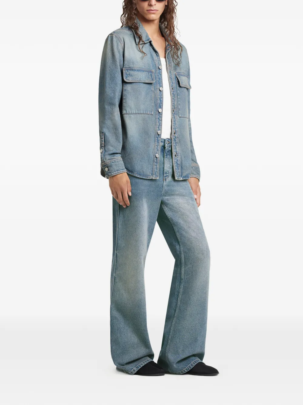 Courrèges Denim shirt met zak Blauw