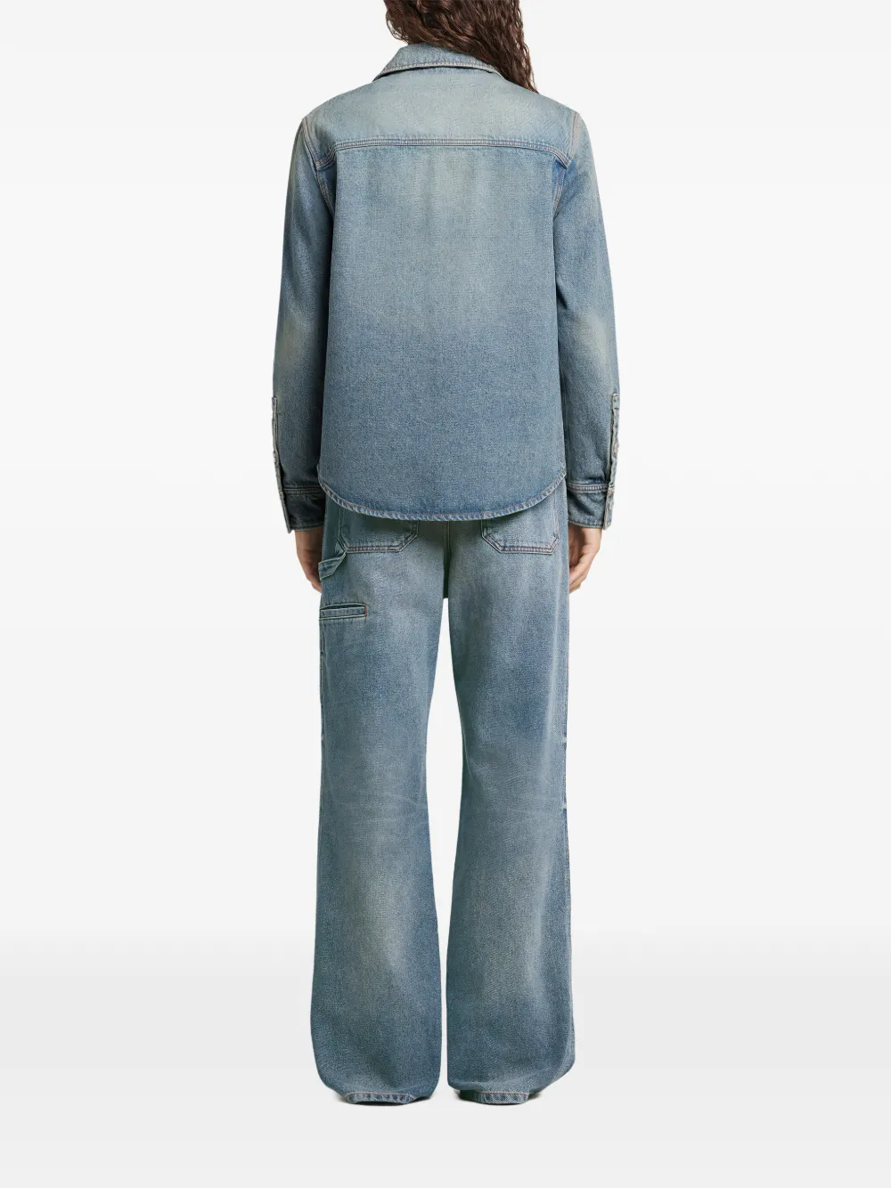 Courrèges Denim shirt met zak Blauw