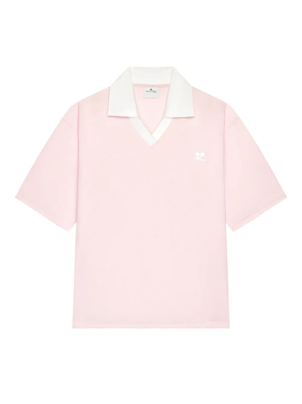 Courrèges V-neck logo polo shirt - Rosa