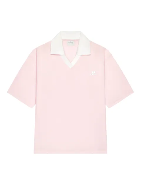 Courrèges V-neck logo polo shirt