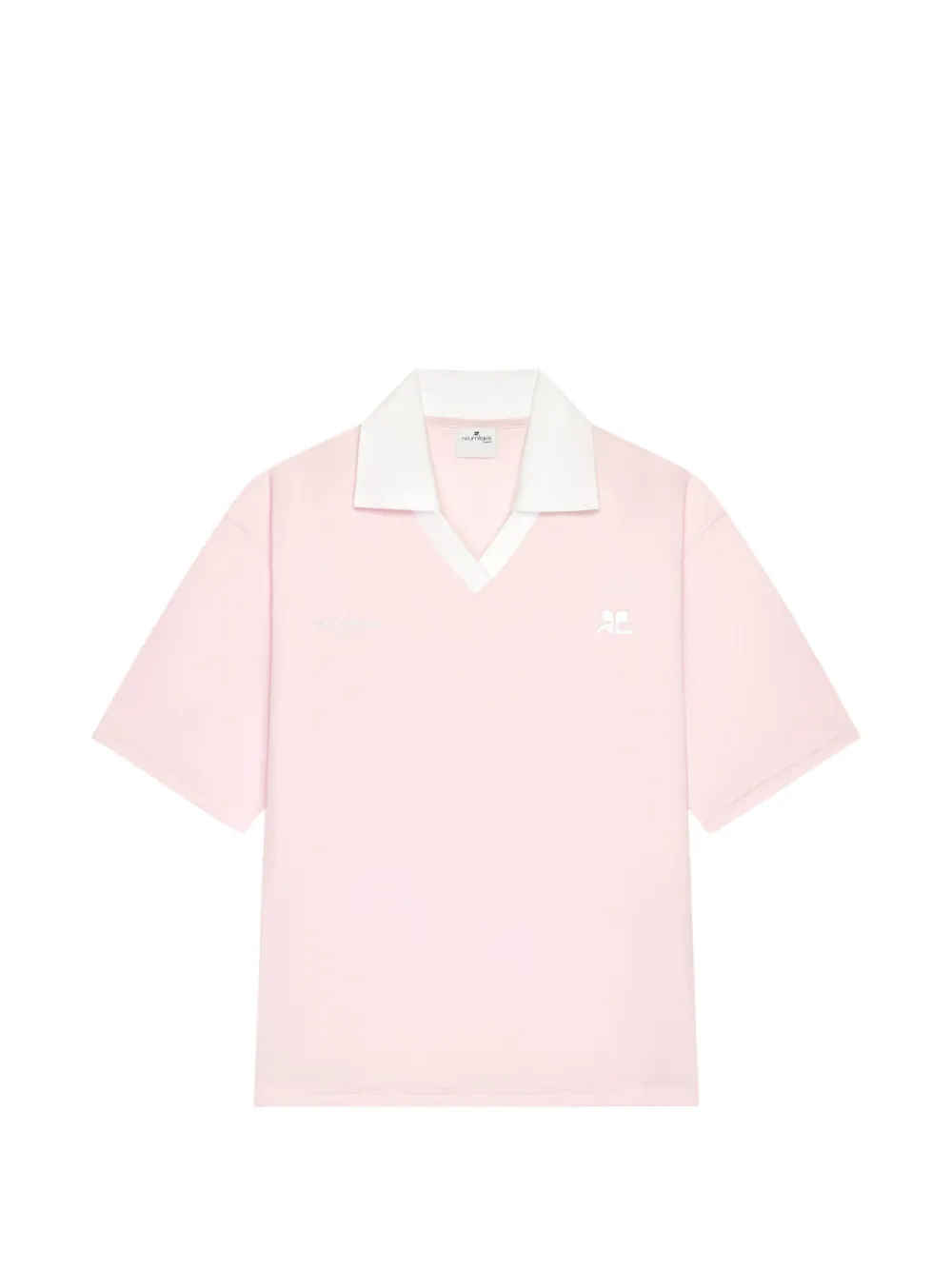 Courrèges Poloshirt met V-hals en logo Roze