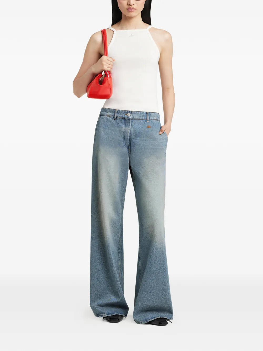  Courrèges Logo-patch Trousers - Blue 