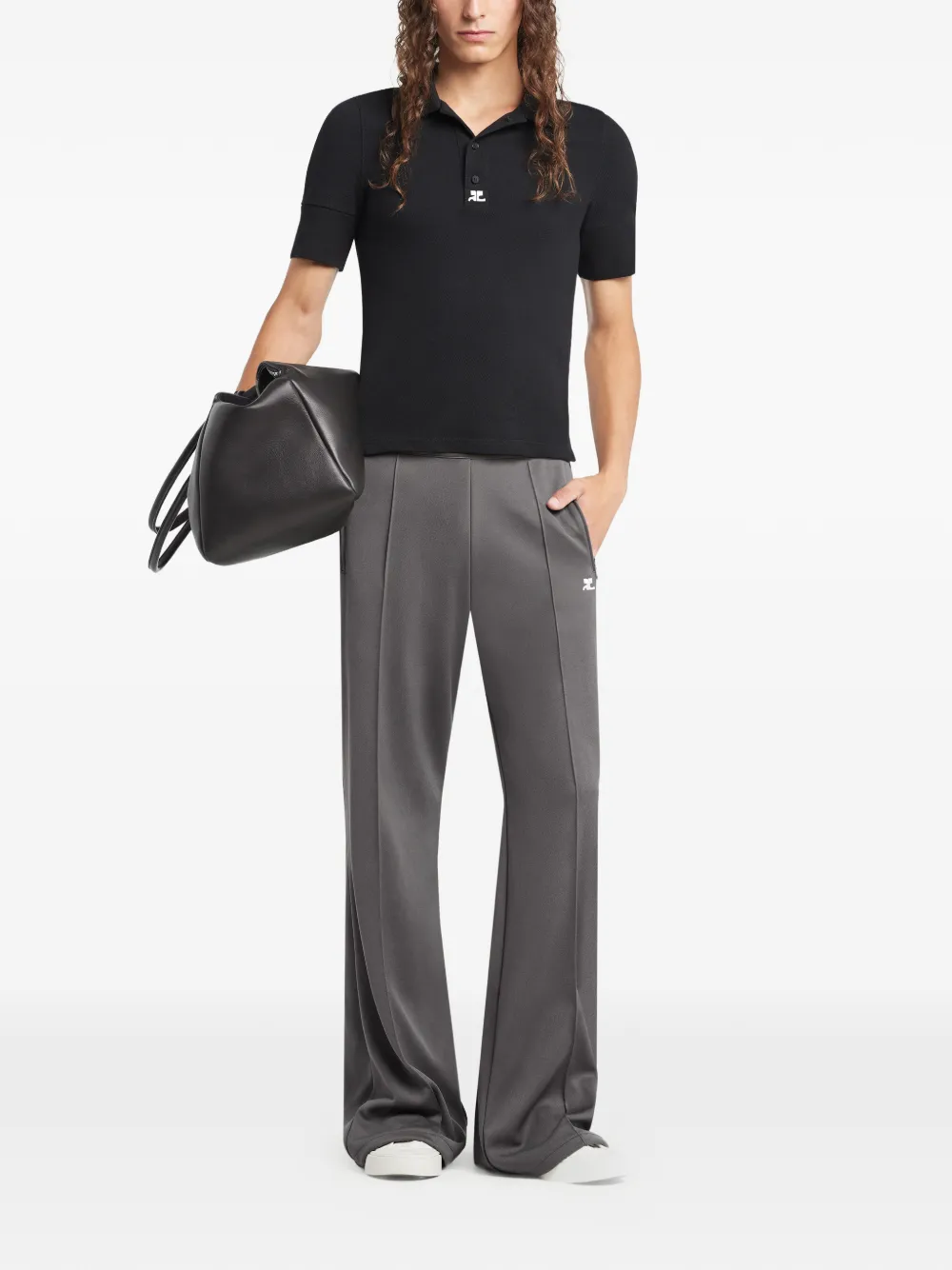 Courr&egrave;ges Poloshirt met logo - Zwart