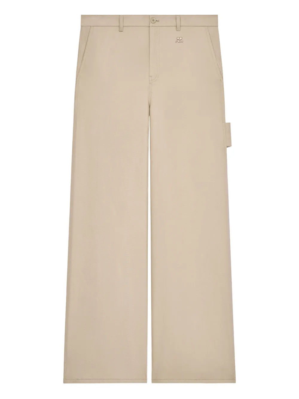 Courrèges logo-embroidered button-fastening trousers | Neutrals | Image 1
