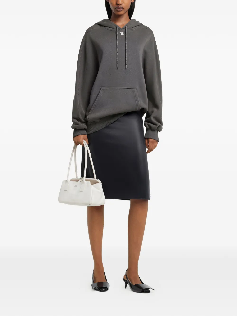 Courrèges Hoodie met geborduurd logo Grijs