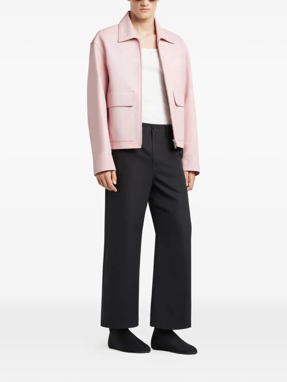  Courrèges Double-pocket Leather Jacket - Pink 