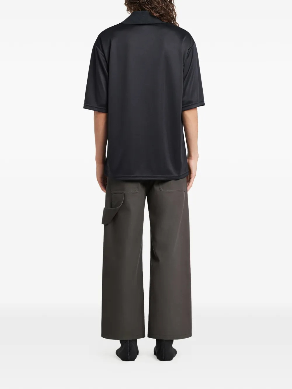 Courrèges T-shirt met V-hals en logodetail Zwart
