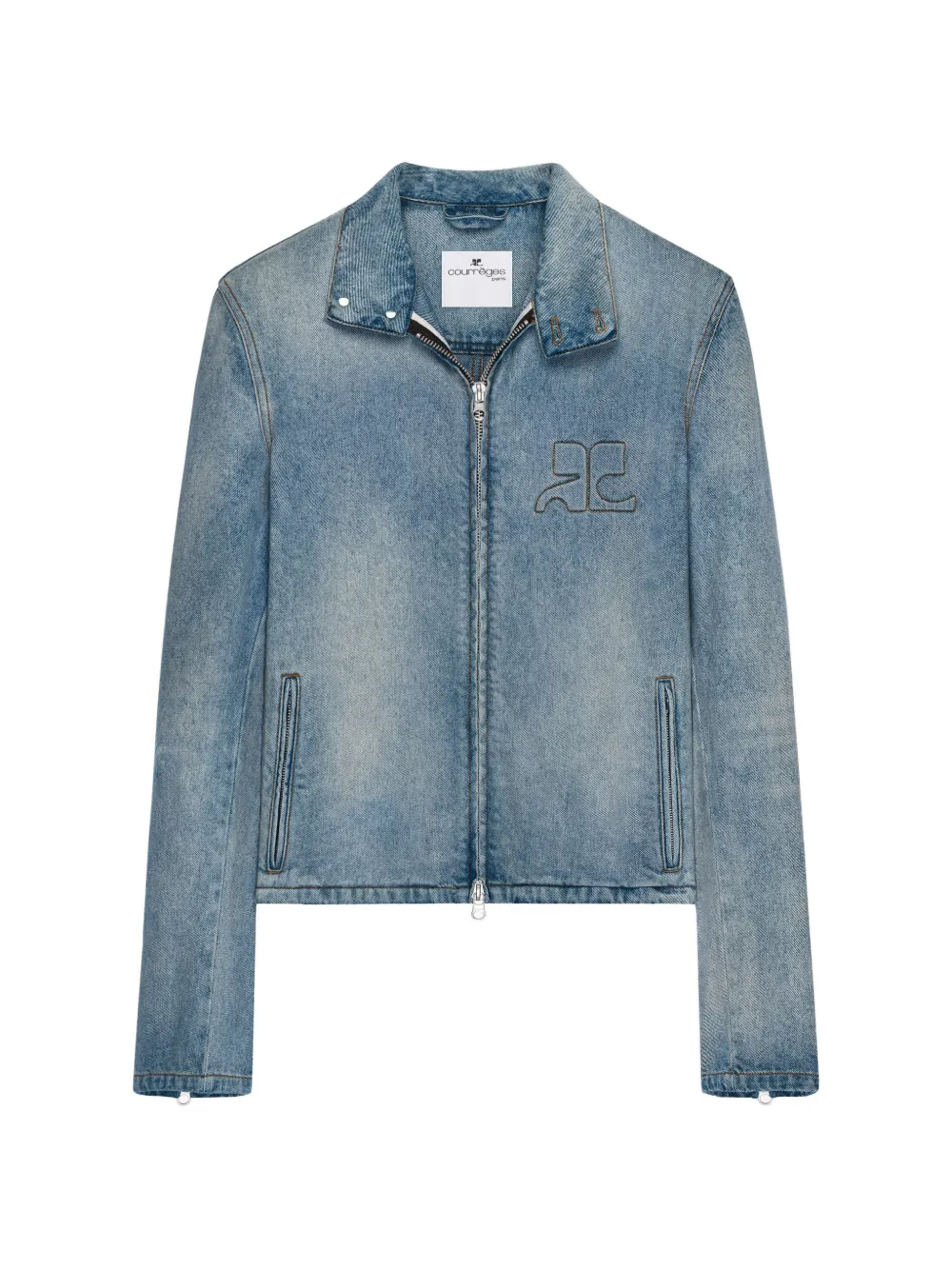 Courrèges City Shadow denim jack met opstaande kraag Blauw