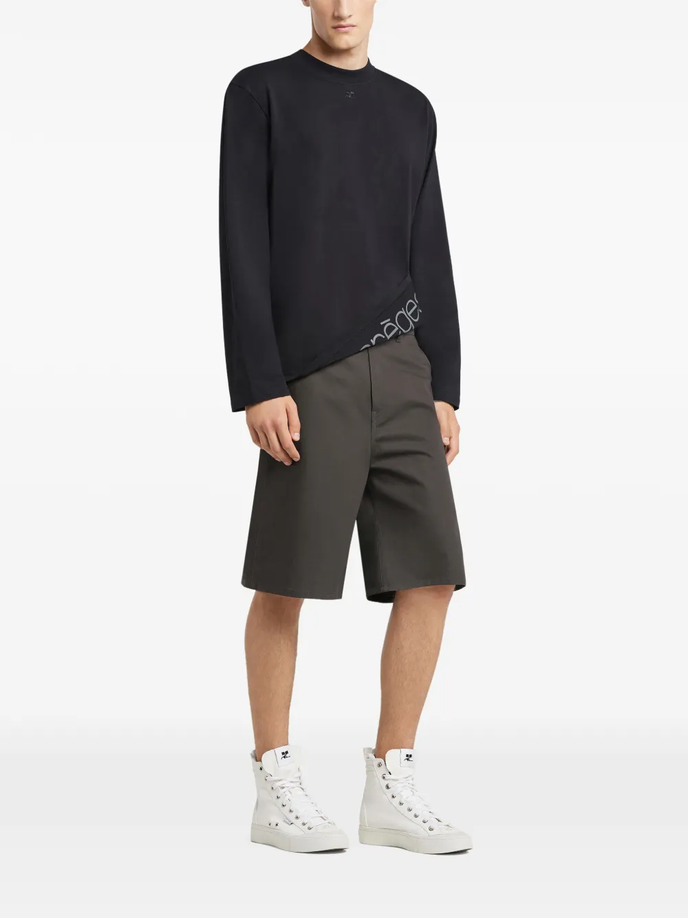 Courrèges T-shirt met lange mouwen en logo Zwart