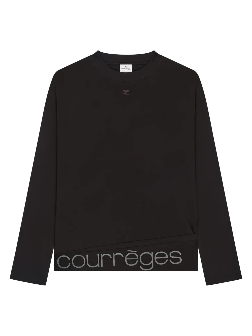 Courrèges T-shirt a maniche lunghe con logo - Nero