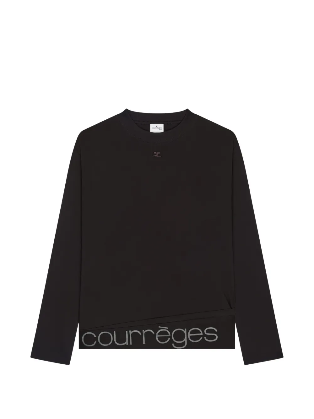 Courrèges T-shirt a maniche lunghe con logo - Nero