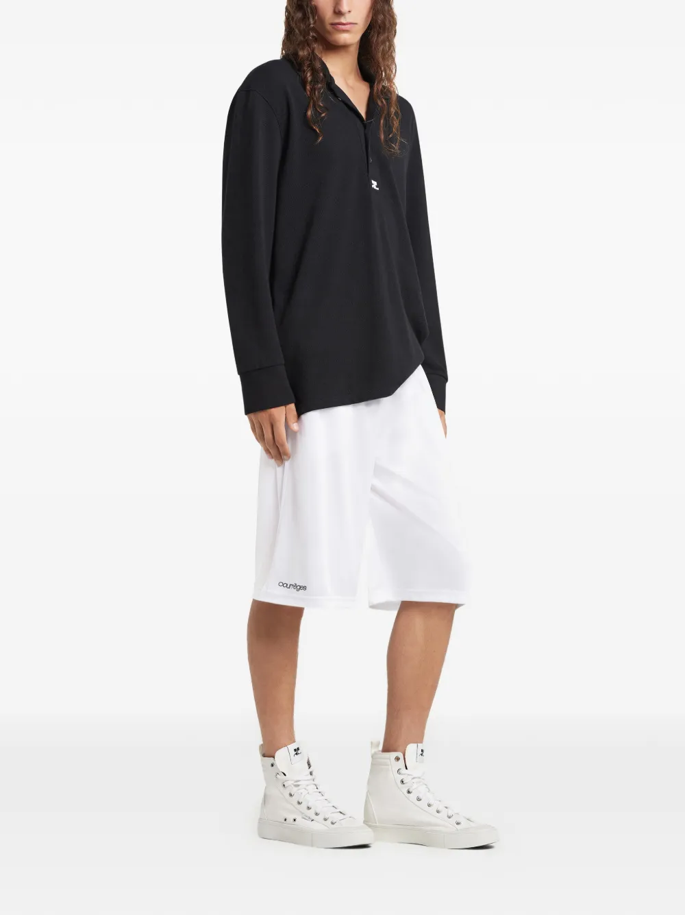 Courrèges Poloshirt met logodetail en lange mouwen Zwart