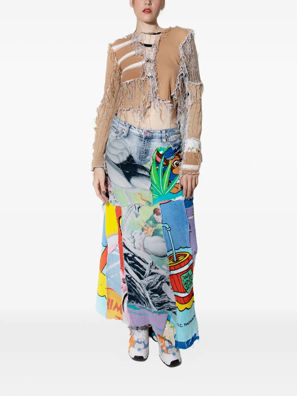 Borbala Midi-rok met print - Blauw