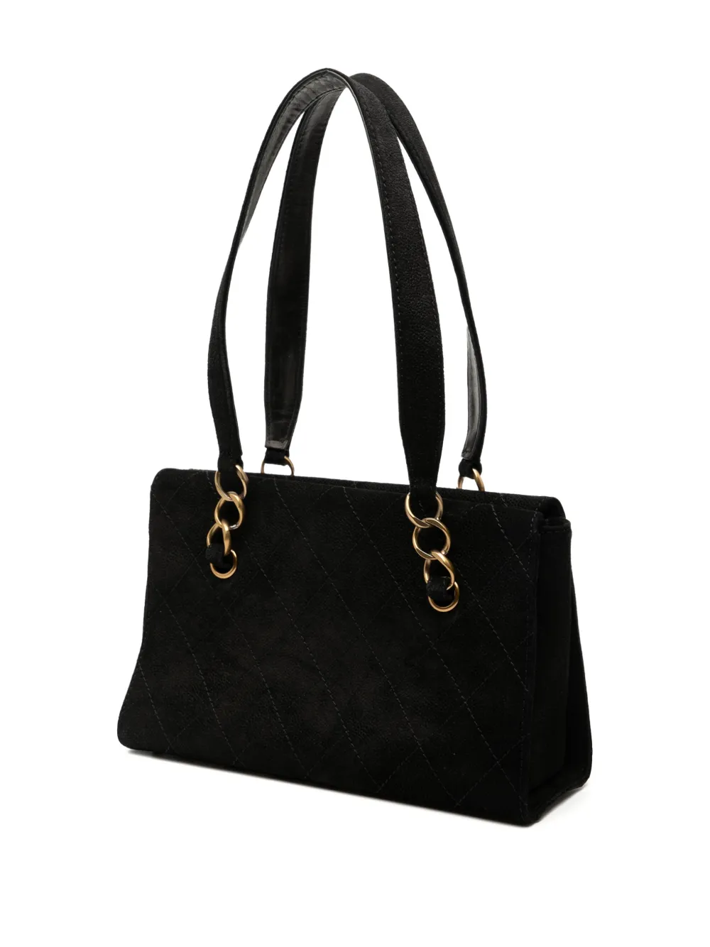 CHANEL Pre-owned 2002-2003 Cc Suede Caviar Stitched Tote Bag In Black