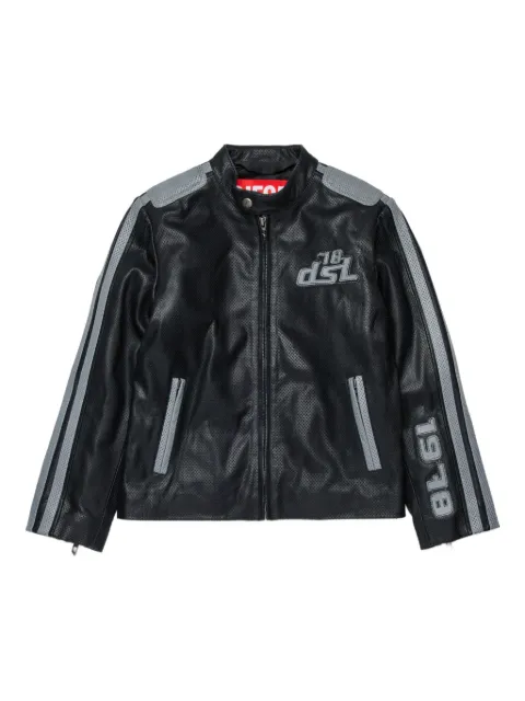 Diesel Kids embroidered-logo biker jacket