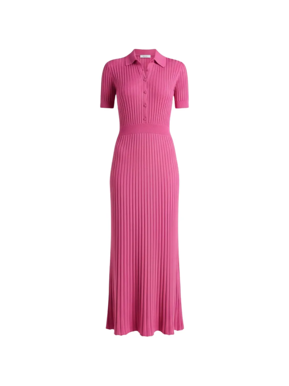 Gabriela Hearst ribbed-knit short-sleeves midi dress - Pink