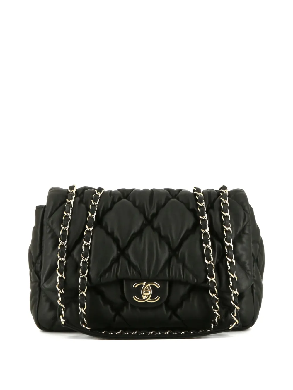 Pre-owned Chanel 2010s Quilted Chain Cross-body Bag In Black