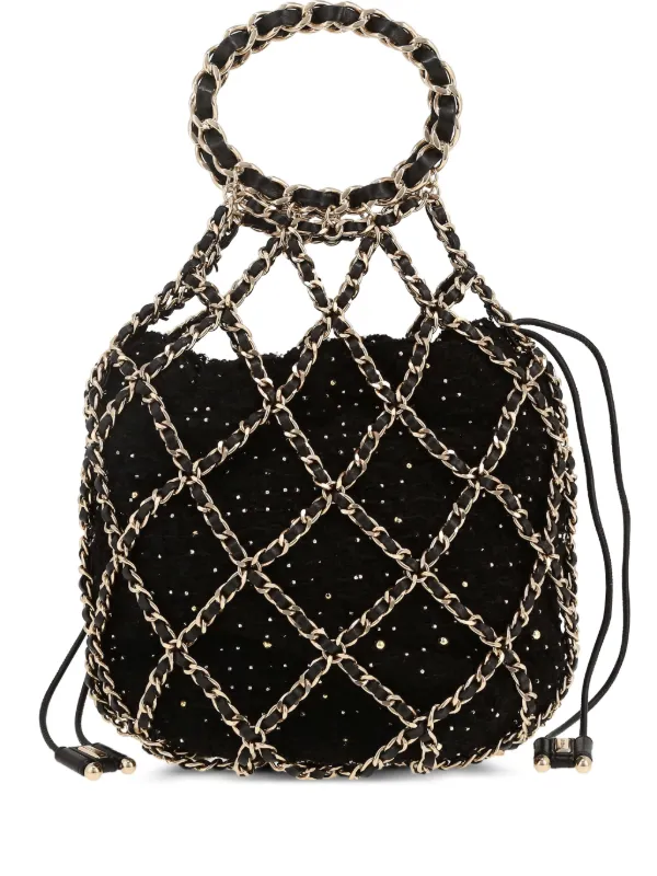 CHANEL Pre-Owned 2020s ツイード ハンドバッグ | ブラック | FARFETCH JP
