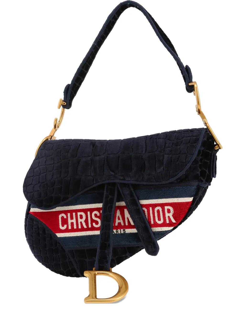 Pre-owned Dior 2020s Saddle Velvet Shoulder Bag In Blue