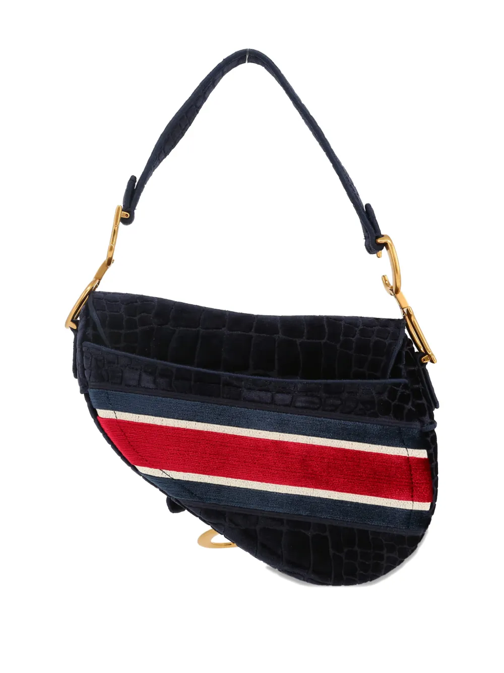 DIOR Pre-owned 2020s Saddle Velvet Shoulder Bag In Blue