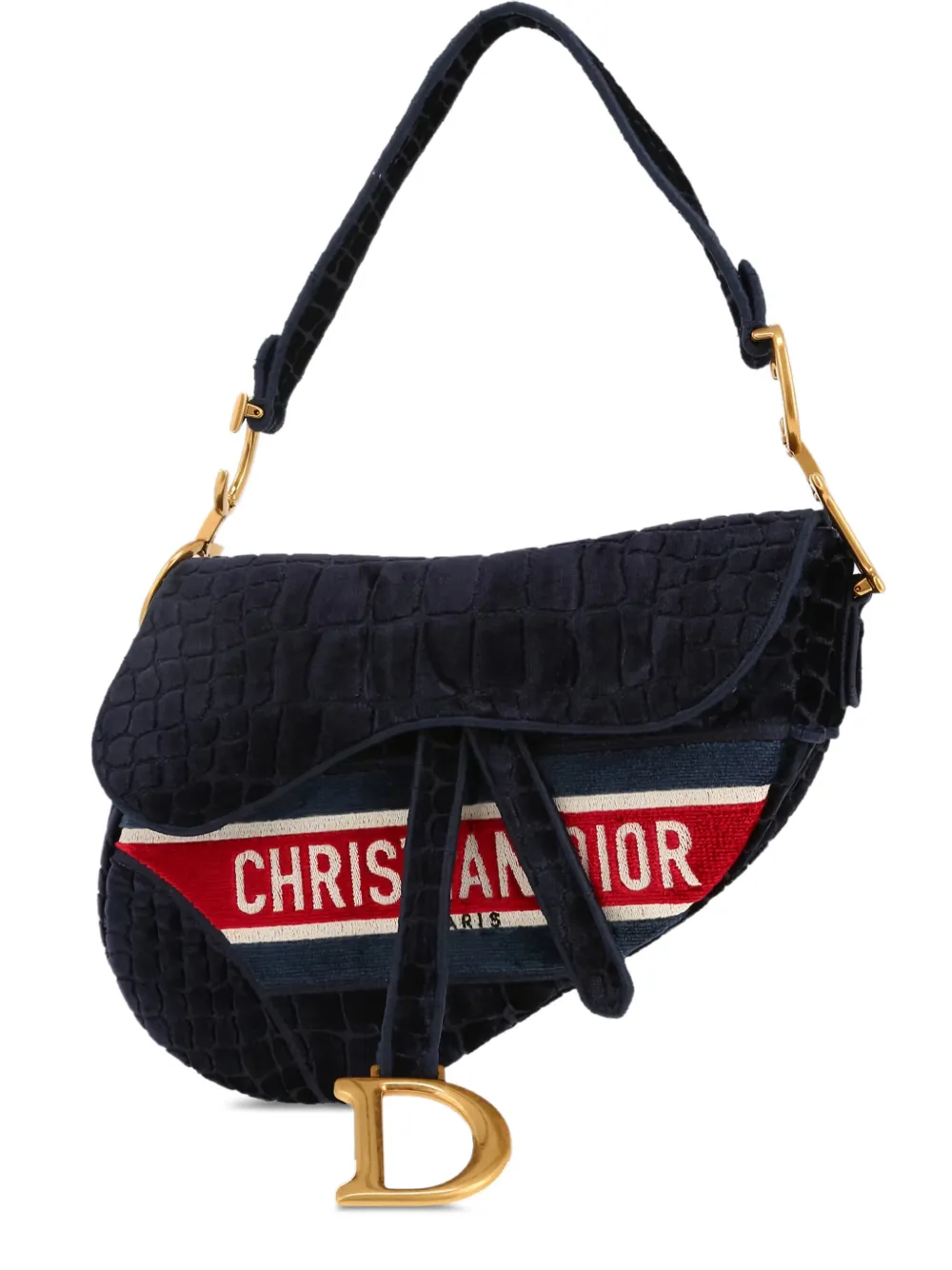 Christian Dior Pre-Owned 2020s Saddle velvet shoulder bag - Blu