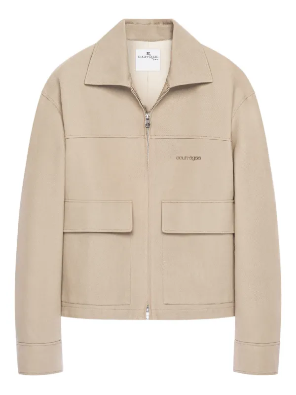Courrèges 2-pocket Zipped Cotton Jacket in Neutrals