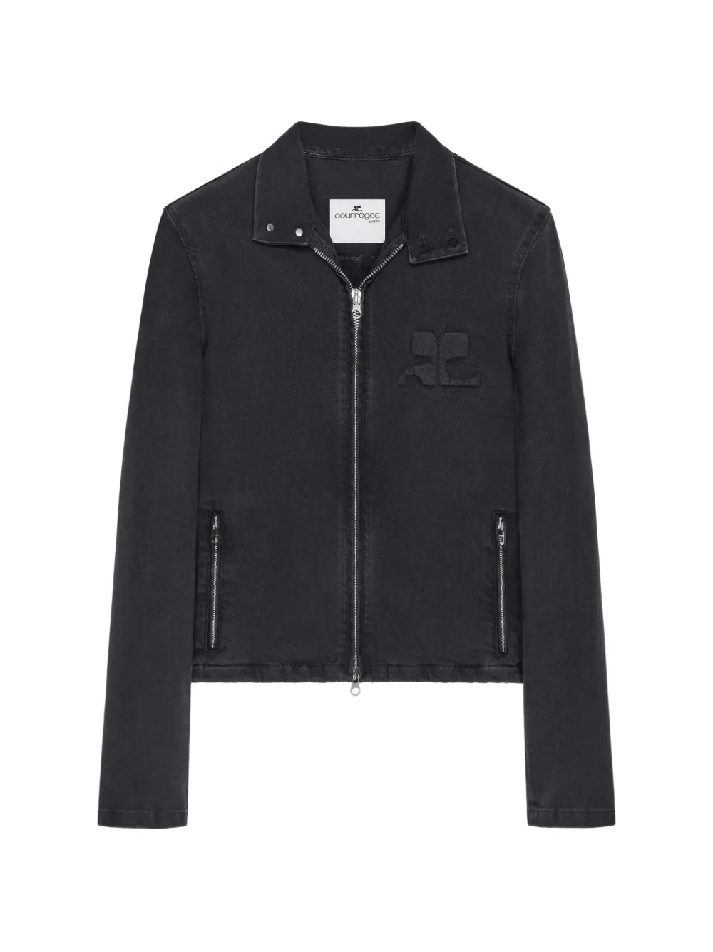 Courrèges Giacca con zip e logo - Nero