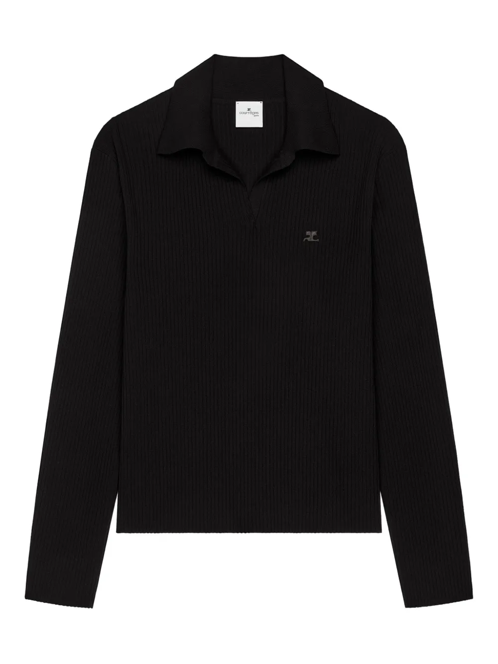 Courrèges ribbed logo polo shirt - Nero
