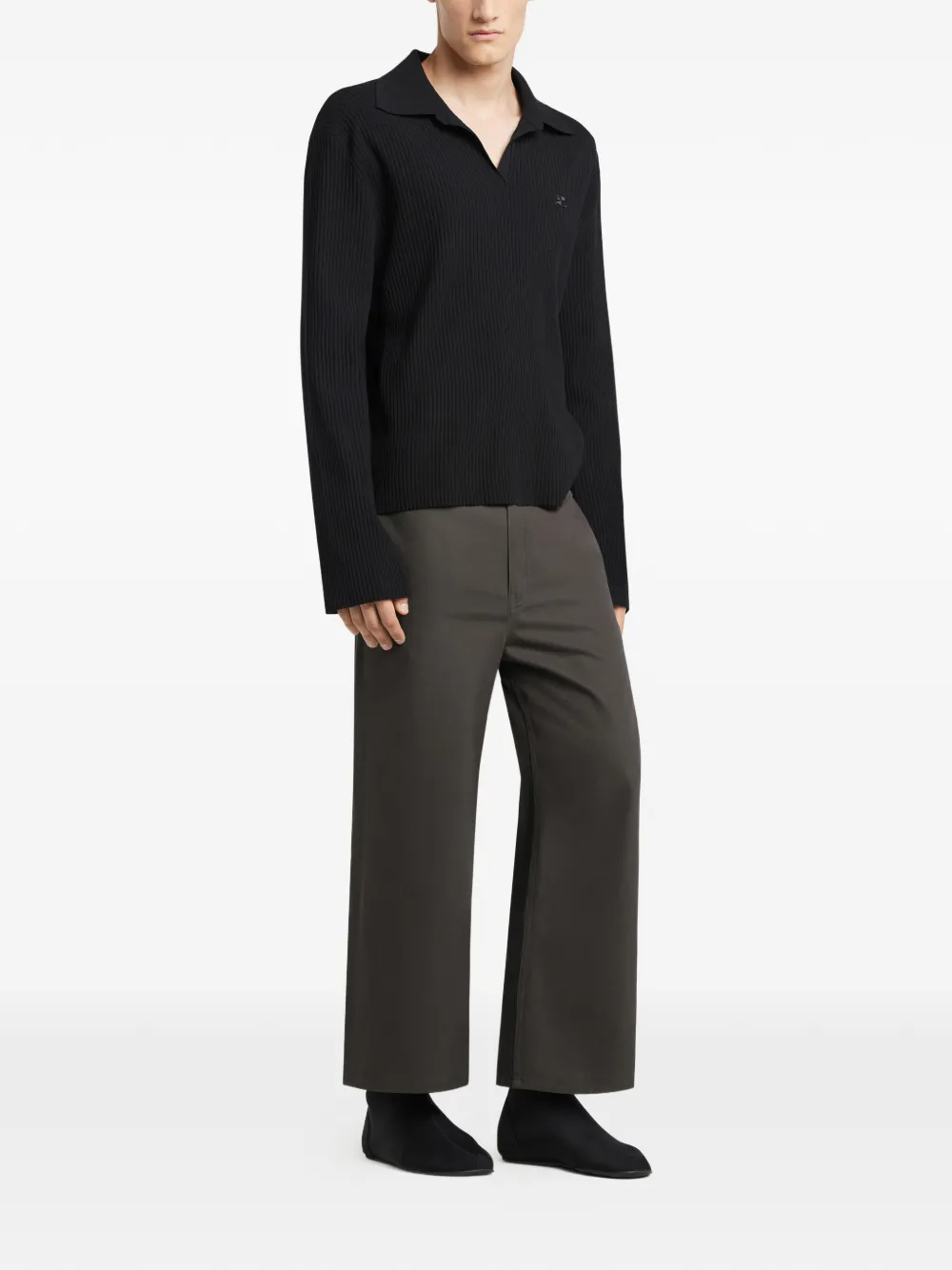 Courrèges Geribbeld poloshirt met logo Zwart